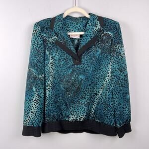 Vintage animal print collared leopard blouse size 10
